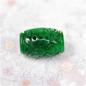 Chinese Green Jade Carving Beads Pendant Bracelet Natural Necklace Charm