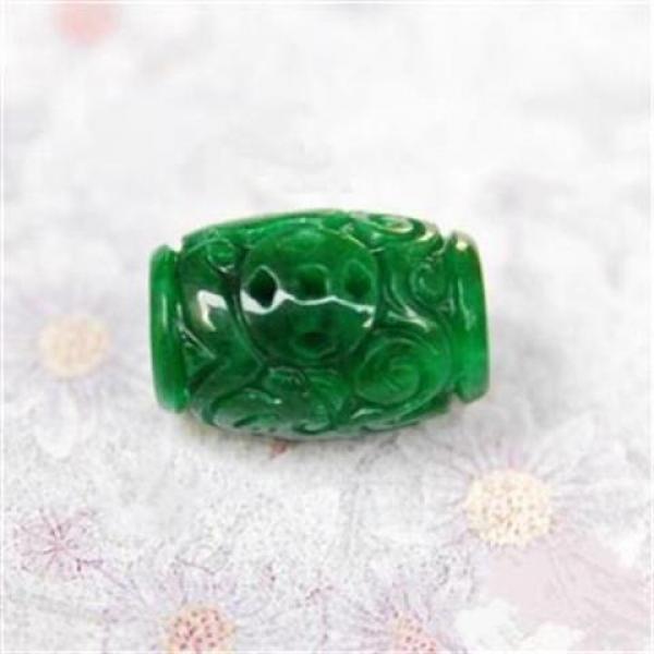 Chinese Green Jade Carving Beads Pendant Bracelet Natural Necklace Charm