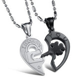 Titanium Steel Rhinestone Key Puzzle Jigsaw Couple GX553