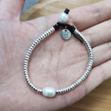 Natural Pearl Bracelet Silver-Color Beaded Rope Jewelry