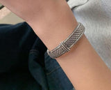 925 Sterling Silver Vintage Woven Mesh Heart Interior Bracelet