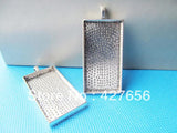 20pcs Antique Silver Rectangle Frame Setting Tray Pendant Charm DIY