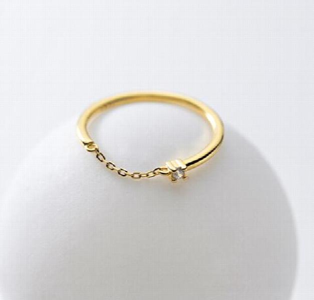 925 Silver Zircon Chain Star Ring for Women