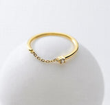 925 Silver Zircon Chain Star Ring for Women