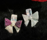 S925 Silver Bow Zircon Crystal Earrings DIY Jewelry