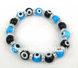 10mm Evil Eye Bracelet with Glass Beads and Crystal Spacer