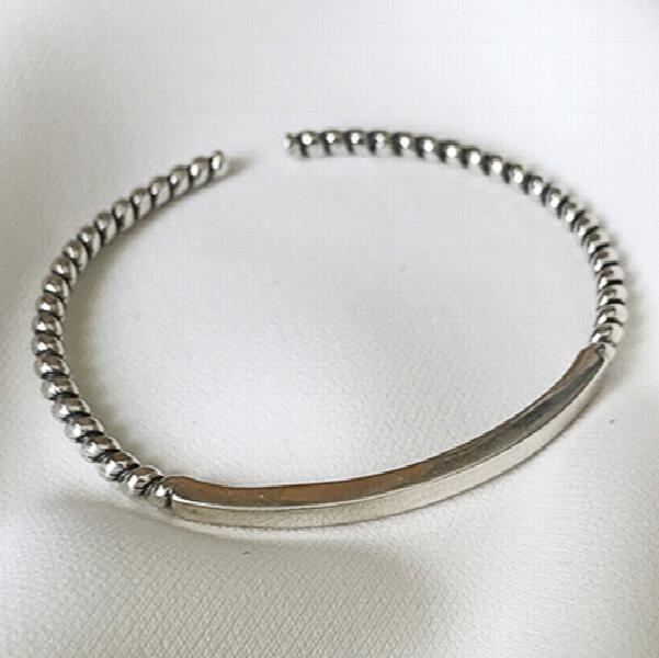 925 Silver Retro Twist Bangle Women Jewelry