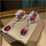 Pigeon Blood Red Water Drop Ruby Earrings