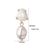 HECHENG Colorful Stone Earrings with Pearl, Asymmetry Jewelry