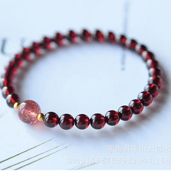 Red Garnet Stone Bracelet Strawberry Crystal Beauty Jewelry