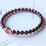 Red Garnet Stone Bracelet Strawberry Crystal Beauty Jewelry