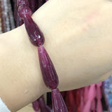 10x30mm Dark Red Chalcedony Jade Water Drop Beads for Jewelry Making