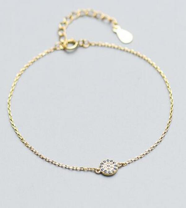 925 Sterling Silver CZ Eye Bead Charm Bracelet for Women
