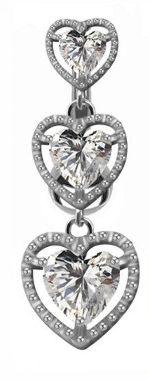 Double Heart Belly Piercing Clip On Belly Ring Top Drop Belly Button Ring