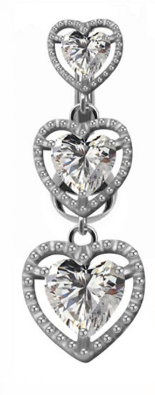 Double Heart Belly Piercing Clip On Belly Ring Top Drop Belly Button Ring