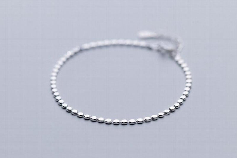 925 Sterling Silver Round Coin Chain Anklet Bracelet GTLS852