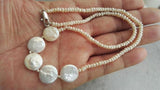 Natural 2MM Freshwater Pearl Necklace, 14mm Coin Pearls, Girl Gift Jewelry