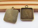 100pcs Square Base Setting Tray Bezel Pendant Charm 15mm Cabochon DIY Accessory