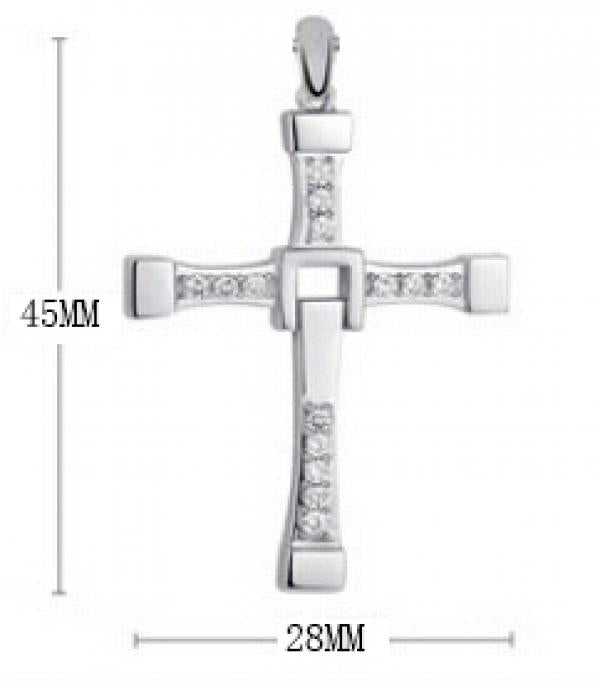 S925 Silver CZ Cross Pendant Necklace for Women