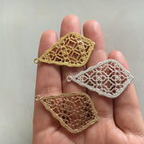 8 pcs Brass Filigree Rhombus Charms Gold Silver Raw DIY HY