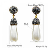 Boho Shell Pearl Wedding Earrings for Women