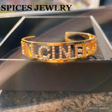 Custom CZ Zircon Bangles Name Words Letters Bracelet & Bangle Women