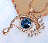 Rhinestone Peacock Tear Long Necklace for Women