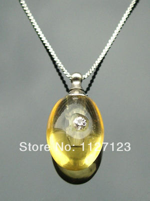 25pcs Yellow Water Drop Rice Vials Pendants Glass Spray Perfume Bottle