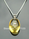 25pcs Yellow Water Drop Rice Vials Pendants Glass Spray Perfume Bottle