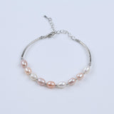 Valentine Charm Silver Pearl Bracelet for Women