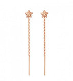 18k Drop Earrings AU750 Long Star Chain Earrings for Women
