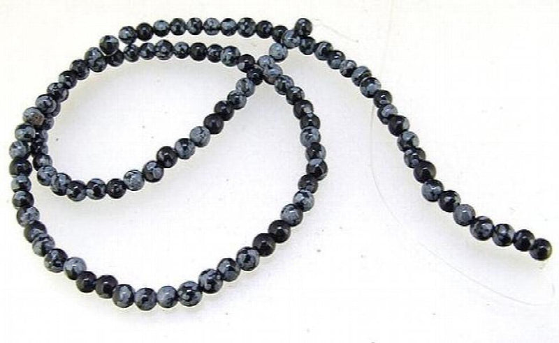 Charming Snowflake Jade Round 4mm Gemstone Loose Beads 15'' Strand