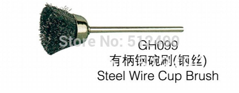 100pcs GH099 Steel Wire Cup Brush Jewelry Polishing Tool with Handle