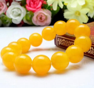 100% Natural Agate Yellow Beads Bangle Stretchy Bracelet 6mm--14mm