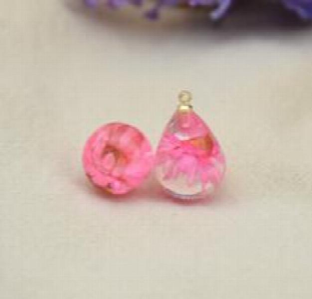 Acrylic Resin Water Tear Drop Dried Flowers Resin Buttons Charms