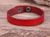 Red Leather Wristband Bracelet Cuff Unisex