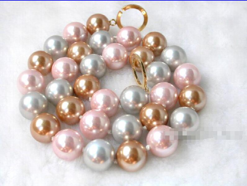 12mm Multi-color South Sea Shell Pearls Necklace