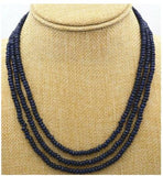 Natural Brazil Faceted Dark Sapphire Beads Necklace 17-18