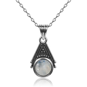 Moonstone Pendant Necklace 925 Sterling Silver Vintage Style