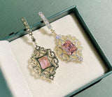 Emerald Crystal Diamond Zircon Earrings, S925 Silver Needle, Copper Plated