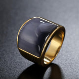 Men's Punk Stainless Steel Vintage Cat Eye Opal Ring