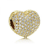 Romantic Pave Heart Clip Beads for Women's Charm Jewelry
