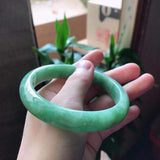 Zheru Jewelry Natural Burmese Jade 54-62mm Green Bangle Princess Jewelry