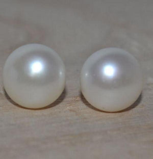 AA 8.5-9MM Natural Freshwater Pearl Earrings S925 Silver Stud