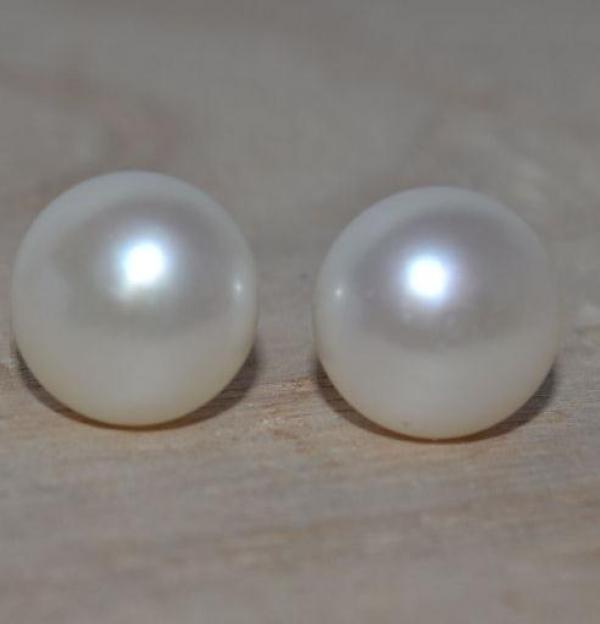 AA 8.5-9MM Natural Freshwater Pearl Earrings S925 Silver Stud