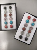 6Pairs Eyes Stone Ear Studs Stainless Steel Brinco Party Jewelry