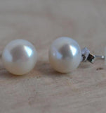 9mm Freshwater Pearl Stud 925 Silver Earrings Wedding