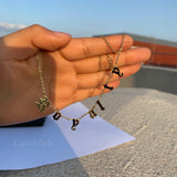 Old English Alphabet Necklace Letter Pave Necklace Numbers Personality Necklaces