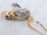 Rhinestone Peacock Tear Long Necklace for Women
