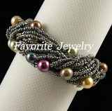 20 Strand Rainbow Mother Of Pearl Bracelet - 8mm